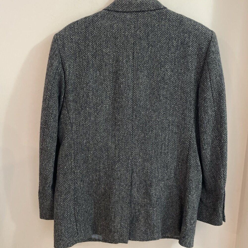 Vintage Jordache Blazer Jacket Men 42R Black Herringbone 100% Wool 90s NWOT Read - Picture 6 of 16